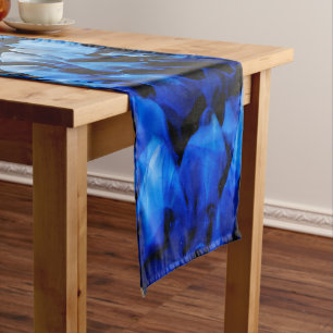 Caminho De Mesa Médio Abstrato De Vidro Azul E Preto