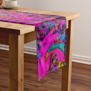 Caminho De Mesa Médio Amanhecer Psicotrópico de Rosa Quente e Preto no J