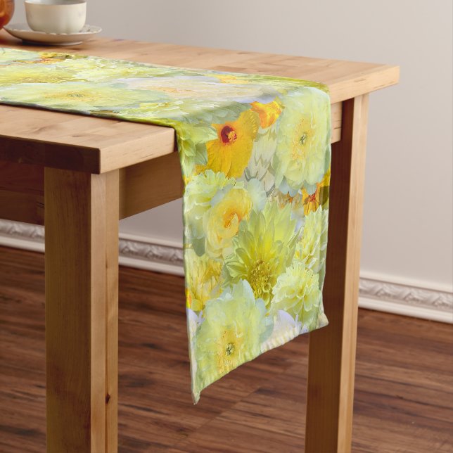Caminho De Mesa Médio Amarelo Floral Botânico Alegre  (No Local)