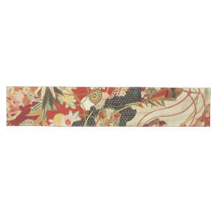 Caminho De Mesa Médio ANTIQUE FLORES DE JAPONÊS Vermelho Verde Floral