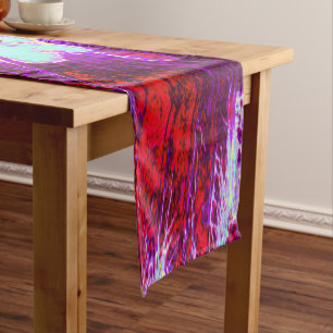 Caminho De Mesa Médio Aqua tropical abstrato e flor de hibisco roxa