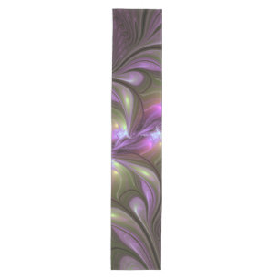 Caminho De Mesa Médio Arte Fractal de Khaki, Abstrato violeta e colorida