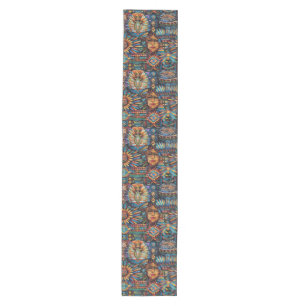 Caminho De Mesa Médio Artisan Cyan "Tapeçaria Pré-Colombiana" Jantar Mes