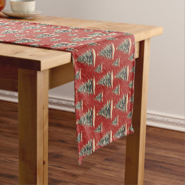 Caminho De Mesa Médio Árvore de Natal Vermelho Vintage