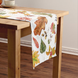 Caminho De Mesa Médio Autumn Leaves com Acorn e Berries Selvagens Sem Se