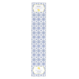 Caminho De Mesa Médio Azulejo Azul Limão Italiano Personalizado Mediterr