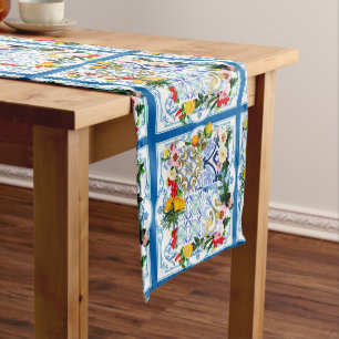 Caminho De Mesa Médio Azulejos do Mediterrâneo, majolica, estilo Sicilia