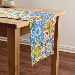 Caminho De Mesa Médio Azulejos mediterrânicos, majolica, estilo Sicilian
