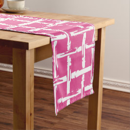 Caminho De Mesa Médio Bambu Preppy – Coordenada Costeira Rosa Vibrante