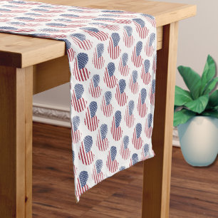 Caminho De Mesa Médio Bandeira Americana Vermelha Branca Azul Patriótica