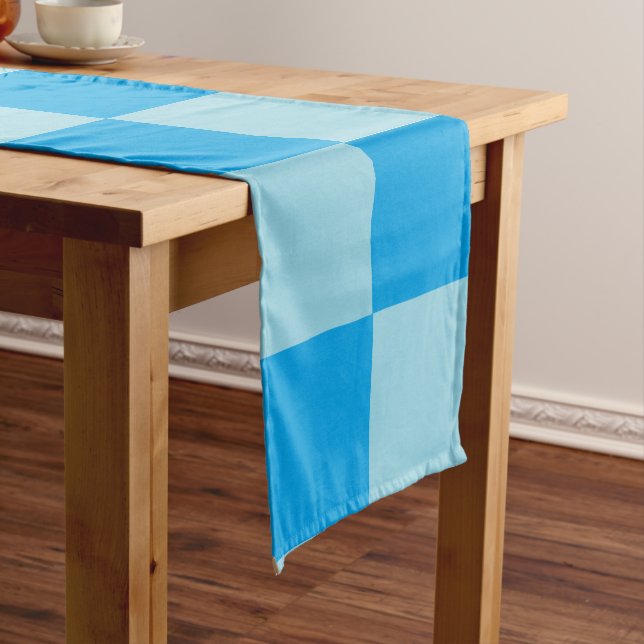 Caminho De Mesa Médio Blocos quadrados azuis geométricos (No Local)