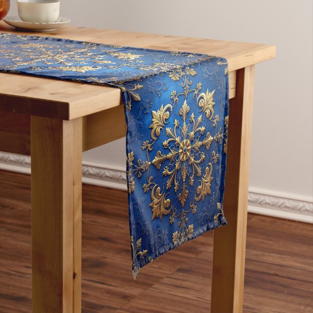Caminho De Mesa Médio Blue Decorative Holiday Table Runner (No Local)