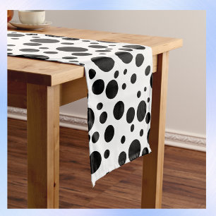 Caminho De Mesa Médio Bolinhas pretas em branco