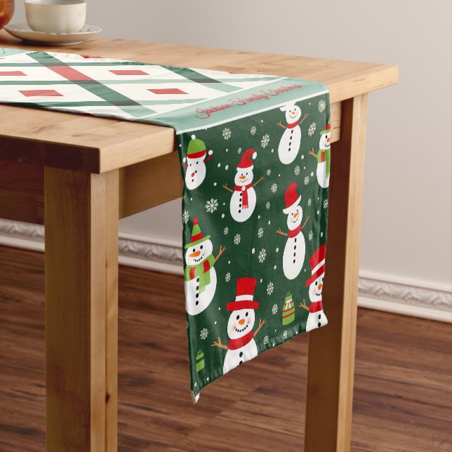 Caminho De Mesa Médio Bonecos de Neve Natal Impressão (No Local)