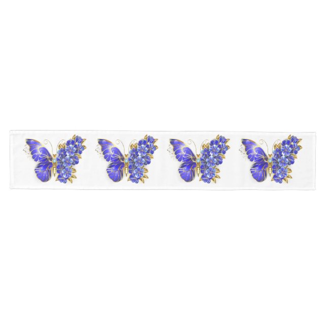 Caminho De Mesa Médio Borboleta Flor Sapphire (Horizontal)