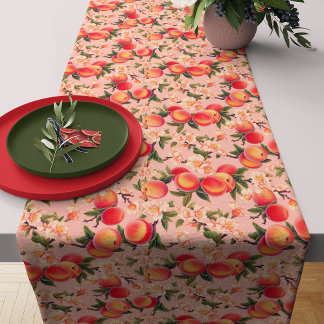 Caminho De Mesa Médio Borra de Pêssego Felicidade em Aquarela - Tema Pês