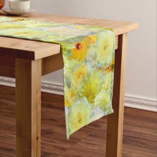Caminho De Mesa Médio Botânico Floral Amarelo Alegre