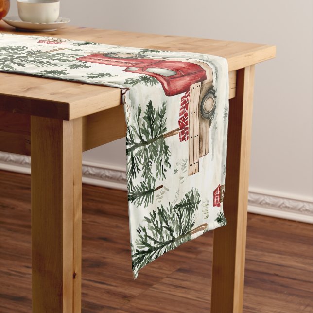 Caminho De Mesa Médio Caminhão Vermelho com presentes e boneco de neve (No Local)