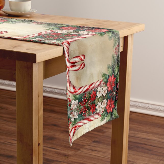 Caminho De Mesa Médio Candy Cane Christmas Holiday Table Runner (No Local)