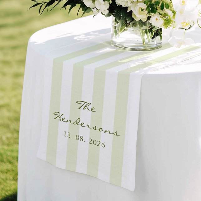 Caminho De Mesa Médio Casamento com Listra Verde Oliva (Criador carregado)