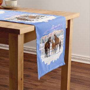 Caminho De Mesa Médio Cavalos Appaloosa De Baía Castanha Em Neve