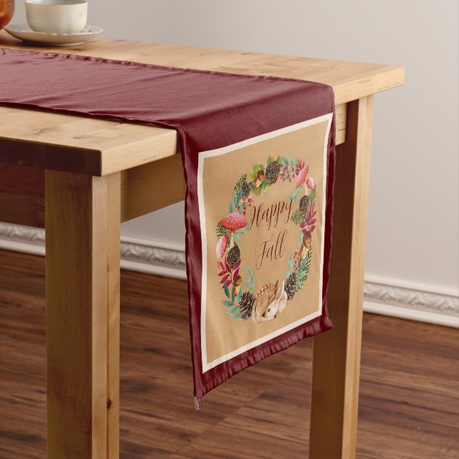 Caminho De Mesa Médio Cervo outonal e natureza com texto personalizável  (No Local)