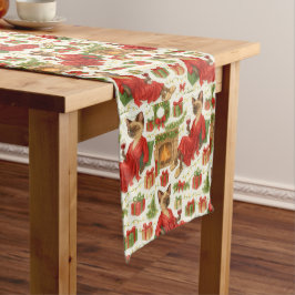 Caminho De Mesa Médio Christmas Siamese Cat Celebrating at home