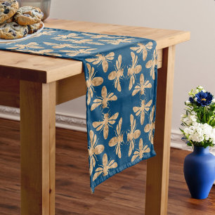 Caminho De Mesa Médio Chuva de Noiva Indigo & Honeycomb Golden Bee