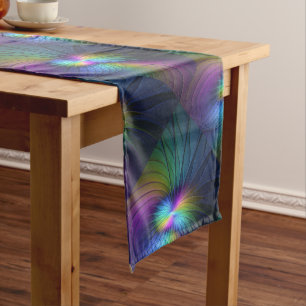 Caminho De Mesa Médio Colorido com arte abstrata moderna azul do Fractal