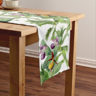 Caminho De Mesa Médio Corredor da mesa da fronda da palma da flor da