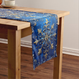 Caminho De Mesa Médio Corredor de Mesa Azul Decorativo de Feriado
