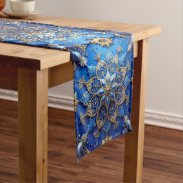 Caminho De Mesa Médio Corredor de Mesa Azul Decorativo de Feriado