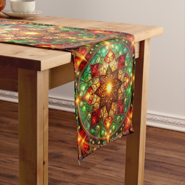 Caminho De Mesa Médio Corredor de Mesa Decorativo Verde Vermelho para Fe (No Local)
