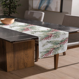 Caminho De Mesa Médio Corrente de Mesa Floral Vermelha e Verde de Natal