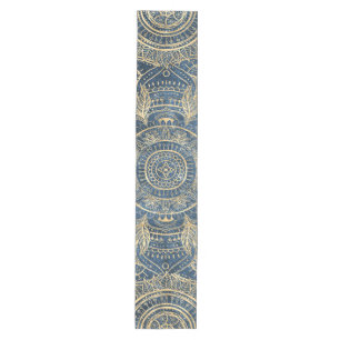 Caminho De Mesa Médio Design elegante Dourado de Mandala Azul