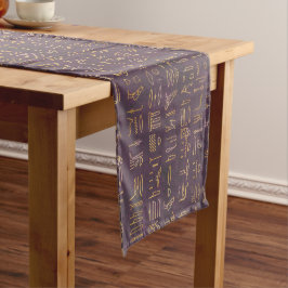 Caminho De Mesa Médio Dourada Lavanda Egípcia Princesa Hieroglifos