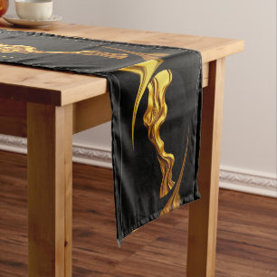 Caminho De Mesa Médio Dourado Preto Monocromático Opulento Redemoinho Lí