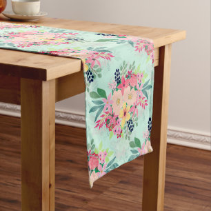 Caminho De Mesa Médio Elegante Floral - Pintor de Aquarela - Design Girl