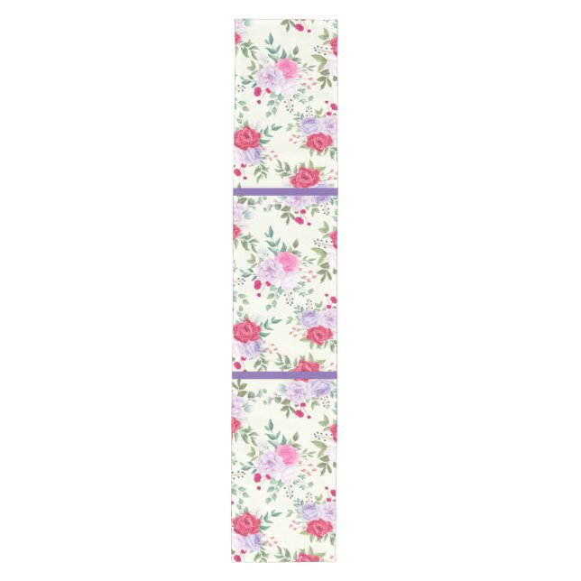 Caminho De Mesa Médio Elegante floral primavera chic (Frente)