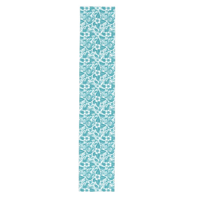 Caminho De Mesa Médio Floral Aqua Moderna (Frente)
