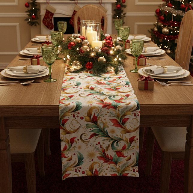 Caminho De Mesa Médio Floral de natal girado (Criador carregado)