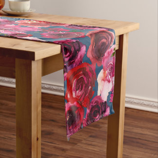 Caminho De Mesa Médio Floral Romance Rosa Mesa Runner