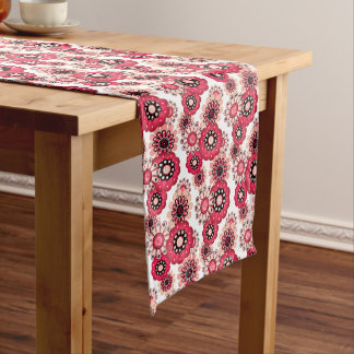 Caminho De Mesa Médio Floral rústico retrô vermelho e branco