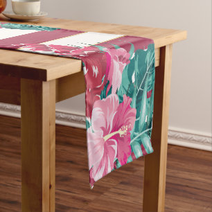 Caminho De Mesa Médio Flores Exóticas de Verão, de lama listrada