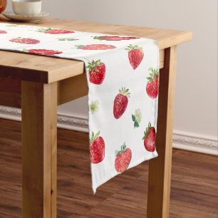 Caminho De Mesa Médio Fruta de morango e flores de morango
