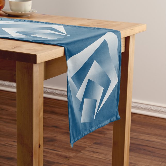 Caminho De Mesa Médio Geometria azul-teal (No Local)