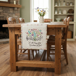 Caminho De Mesa Médio Goodness of God quilted look floral music