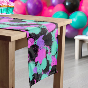 Caminho De Mesa Médio Grunge Paint Splatter Pink Purple Teto Birthday