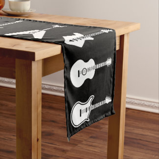 Caminho De Mesa Médio Guitarras Gráficas Pretas e Brancas