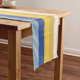 Caminho De Mesa Médio Hanukkah listras modernas em azul amarelo dourado 